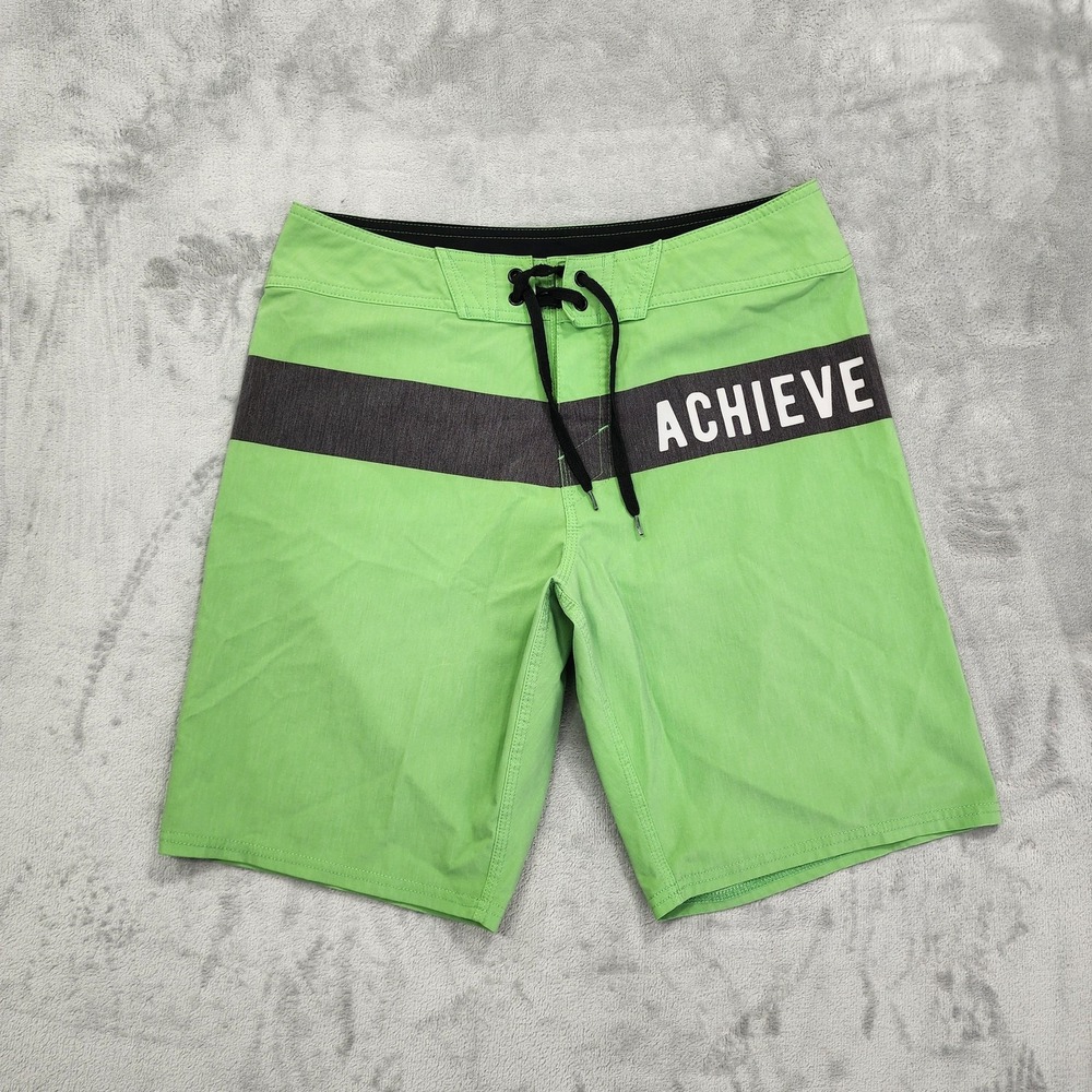 Rooster Teeth Board Shorts Mens 30 Green Achieve Gamer Achievement Hunter Beach